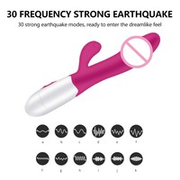 Wasserdichter 30-Gang G-Punkt & Klitoris-Stimulator Realistischer Silikon+ABS USB-Aufladbarer Dildo Vibrator Sexspielzeug für Frauen