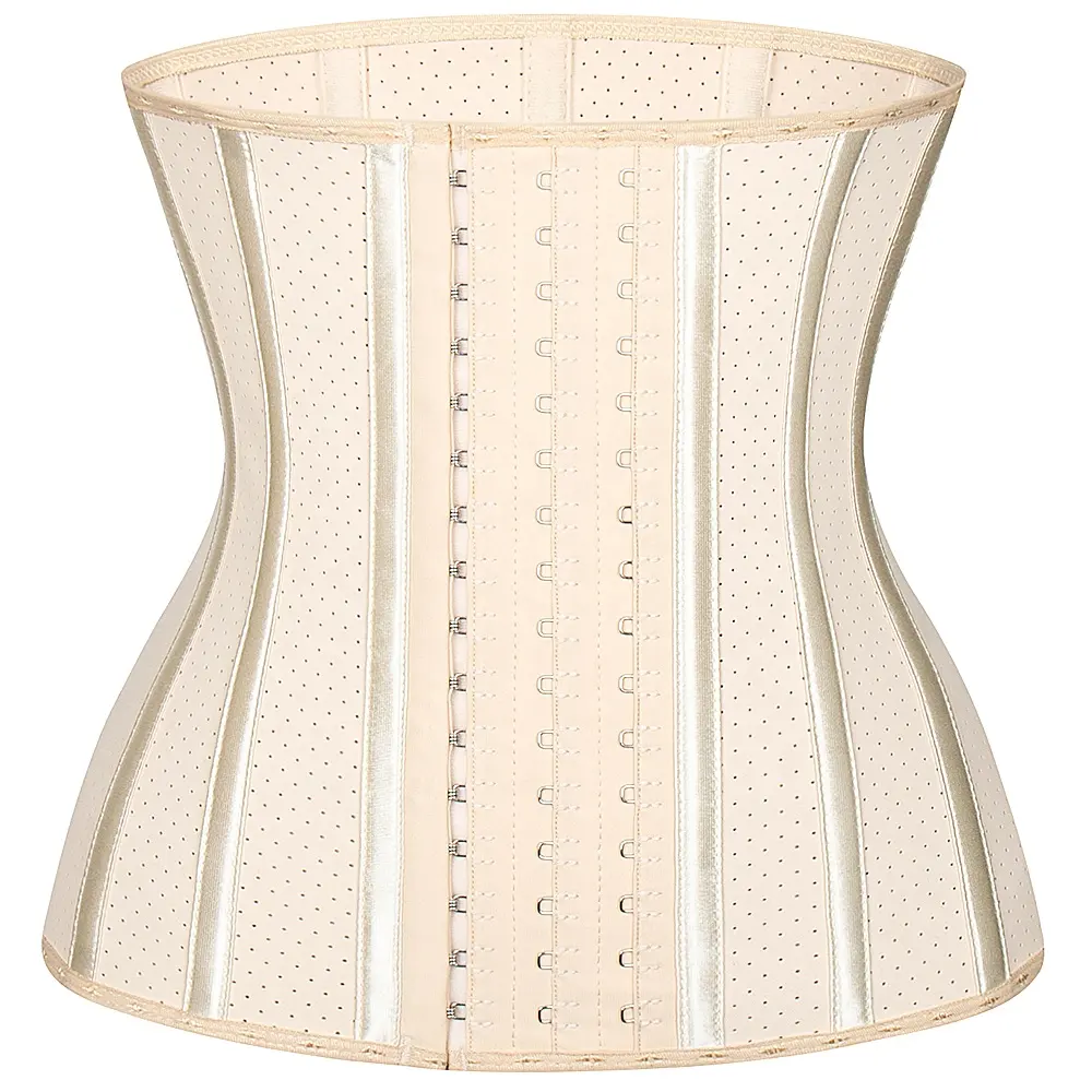 Belly Corset Steelboned Waist Training With Latex Rubber Body Mesh Corset Cincher