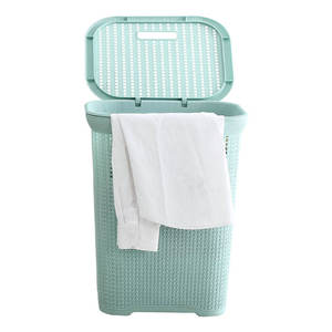 <span class=keywords><strong>Panier</strong></span> <span class=keywords><strong>à</strong></span> <span class=keywords><strong>linge</strong></span> avec couvercle, style rotin, en plastique, grande capacité, ventilé - Product Image 1