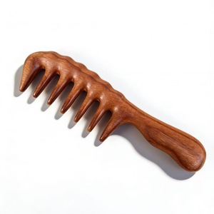 Sandalwood <b>Comb</b> Head Meridian <b>Comb</b> Massager for Unclogging Long Handle <b>Wide</b> Tooth <b>Comb</b> Head Massage - Product Image 2