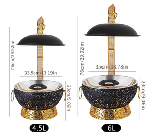 Liyunda - Recipiente para Calentar Comida Tipo Buffet, de Acero Inoxidable de Lujo, Color Dorado, Blanco, Negro y Plateado, con Tapa Colgante - Product Image 6