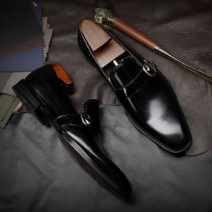 Chaussures pour hommes en cuir véritable de vachette, décontractées, respirantes, imprimées, à bout pointu, plates, formelles, mocassins, chaussures pour hommes - Product Image 1