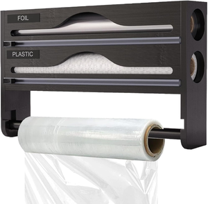 Distributeur de papier d'aluminium coupe-film alimentaire organisateur mural lame coulissante intégrée boîte de rangement de cuisine armoire garde-manger <span class=keywords><strong>réfrigérateur</strong></span> - Product Image 1
