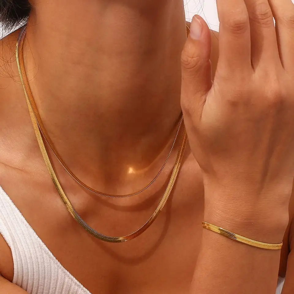 Yiwu DAICY 18k وجبة خفيفة ذهبية للنساء لصنع المجوهرات سلاسل متعرجة للرجال مجوهرات قلادة من الفولاذ المقاوم للصدأ