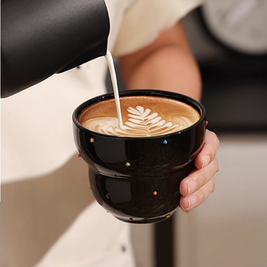 Wholesale Aesthetic Polka Dot <b>Ceramic</b> Mug Gourd Shaped Coffee <b>Cup</b> for Latte - Product Image 4
