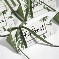 12 boîtes cadeaux de mariage 5,5x13CM style INS, boîtes triangulaires en carton avec ruban vert, sacs d'emballage pour fêtes