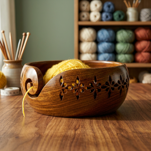 Art Empire Exports - Tazón de Madera Tallado a Mano para Hilos, Forma Redonda, 20 cm de Largo, Estilo Moderno para Tejer a Mano - Product Image 3