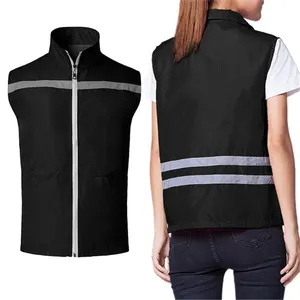 LF男女通用设计超市制服背心文员工作服黑色反光安全背心