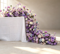Allée de fleurs artificielles personnalisées en soie pour mariage, rangée de roses violettes pour scène de mariage, chemin de cérémonie