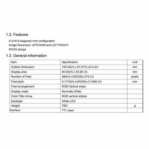 4.3英寸薄膜晶体管液晶显示模块480x272 24位RGB接口工业屏幕高亮度嵌入式安装380cd/<span class=keywords><strong>m</strong></span> CTP - Product Image 4