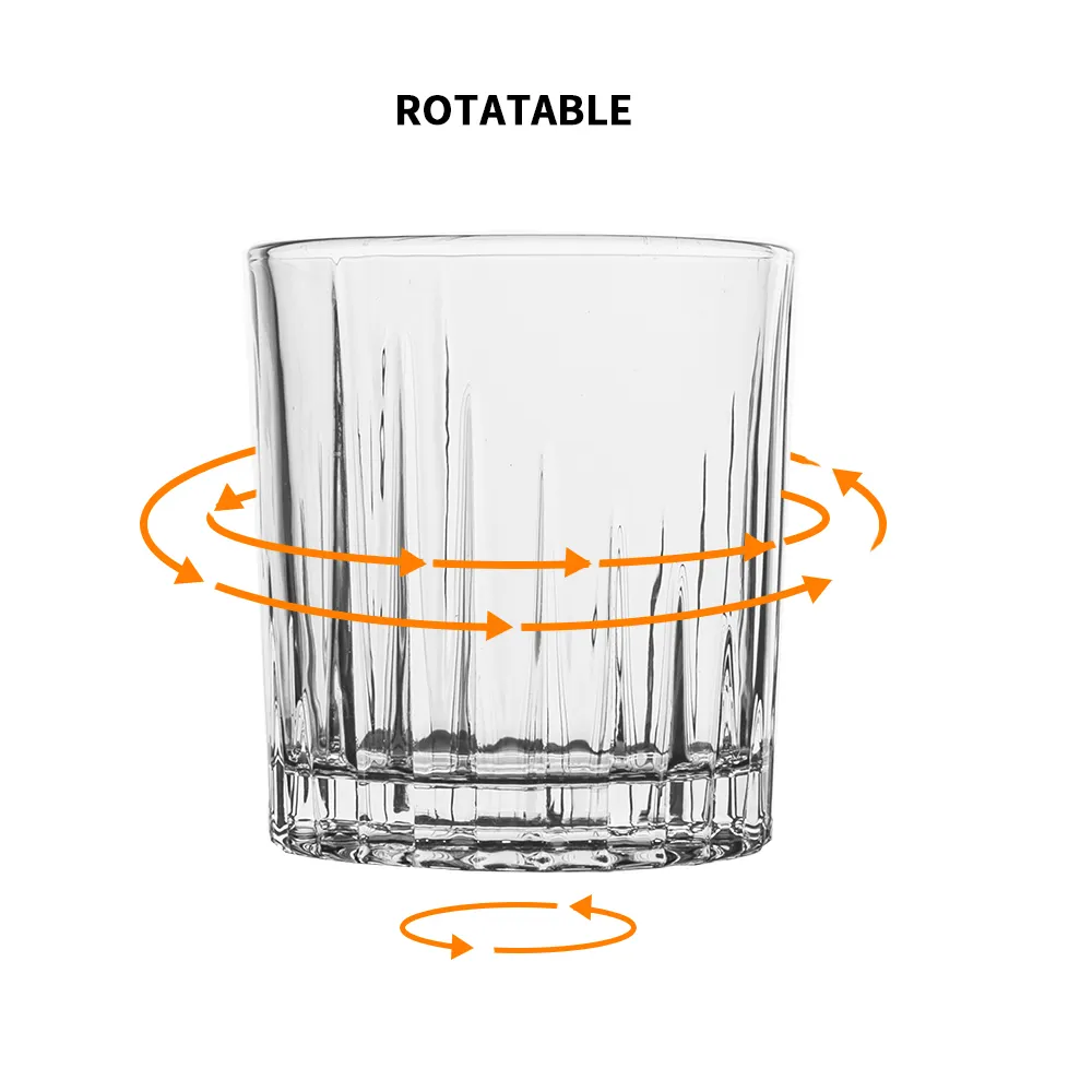 Meilleures ventes d'échantillon gratuit vente en gros cristal rotatif Spinning fond épais Whisky Whisky verre tasse verres ensemble