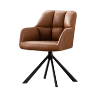 Chaise de travail moderne pour ordinateur Chaise d'appoint pivotante sans roues Chaise avec accoudoirs à mi-dossier Chaise de salon Chambre à coucher Bureau à domicile Métal