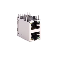 Prises RJ45 Superposées Double Port 8 Broches Cat5 Cat6 Blindées Magnétiquement en Métal Plaquées Or Transformateur Jack Ethernet RJ45 LED