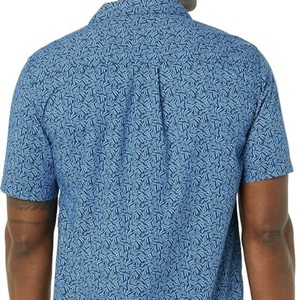 Chemise d'été pour homme, coupe ajustée, 100% coton tricoté, manches courtes, boutonnée, respirante, col montant, logo personnalisé, ODM - Product Image 5