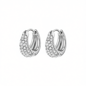 Pendientes de aro Amy Amy Fashion, chapados en plata, con cristales de imitación y engaste pavé, joyería de fiesta para mujer PE0379 - Product Image 3