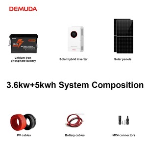 Système d'énergie solaire hors réseau 10 kVA 5 kW 10 kW, panneaux solaires 5000 W, batteries au lithium, kit complet de système solaire pour maisons 3,6 kW + 5 kWh - Product Image 1