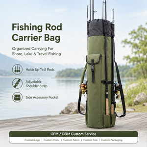 Borsa da Pesca Multifunzionale Grande in Tessuto Oxford Personalizzata OEM, Impermeabile, per Canne da Pesca e Attrezzi - Product Image 1