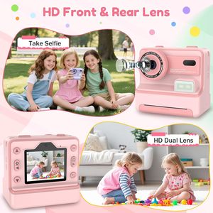 Appareil photo instantané pour enfants 1080P, 3 rouleaux de papier photo, cartes SD 32 Go, appareil photo instantané pour selfies, cadeaux parfaits pour Noël et les anniversaires - Product Image 5