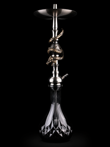 Chicha de luxe en forme d'œuf de dragon argenté, sculpture en métal, base en verre, style russe et arabe, pour KTV et salons, vente en gros OEM - Product Image 1