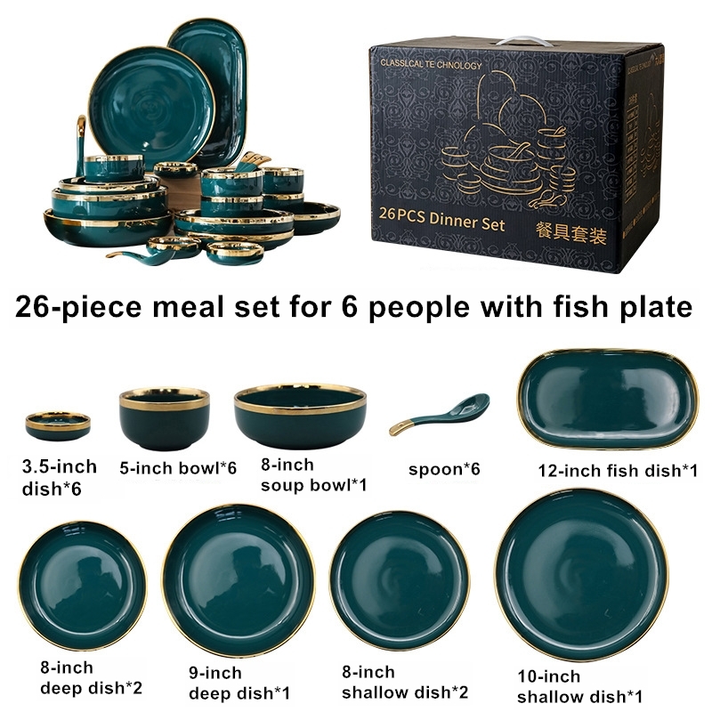 Set da 26 pezzi per 6 persone con piatto di pesce