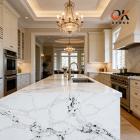Planche en quartz artificiel blanc sur mesure pour comptoirs de cuisine et coiffeuses