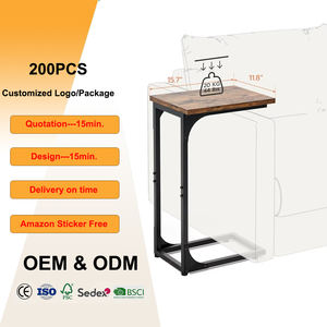Commercio all'ingrosso sottile divano tavolino lato C-forma di tavolino e divano tavolini rustica tavola in legno per <span class=keywords><strong>soggiorno</strong></span>, camera da letto, comodino - Product Image 1