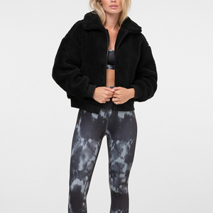 Femmes hiver chaud épais <span class=keywords><strong>Teddy</strong></span> à capuche polaire <span class=keywords><strong>veste</strong></span> ours Zip <span class=keywords><strong>noir</strong></span> polaire fausse fourrure manteau motif léopard Jersey Outwear pardessus - Product Image 6