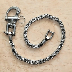Chaîne de portefeuille en acier inoxydable réglable finition plaquée argent chaîne robuste et durable pour les motards et les rockers chaîne de portefeuille élégante - Product Image 2