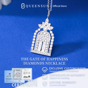 Collier de diamants de laboratoire en or 18 carats personnalisé Queensun Chaîne de clavicule en diamant avec diamants cultivés en laboratoire 'Happy House' - Product Image 2
