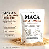 Vegan Maca Poeder Mushroom Blend Peruaanse Zwarte Maca met Leeuwenmanen & Reishi voor Uithoudingsvermogen & Hormonale Balans Mushroom Poeder