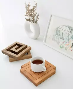 Деревенский деревенский деревянный резная подставка под чашки деревянный термостойкий Коврик