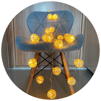 20 leds Rattan Balls LED String Fairy Lights Coffee Outdoor Christmas Wedding Party Decoration Lights