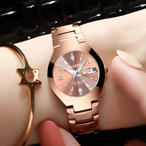 Fingeen Women's Quartz Watch Rose Gold Stainless Steel Band Waterproof Date Week Display Analog Thin Bracelet Watch - Product Image 2