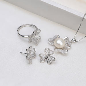 Juego de Pendientes Colgantes de Plata S925 con Base de Trébol de 3 Hojas, Hermosos Accesorios DIY con Base Vacía, Joyería de Moda 1285 - Product Image 1