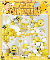 Abeille thème Latex couleur ballon ensembles jaune or noir guirlande arc Kit espagnol fête d'anniversaire décorations fournitures