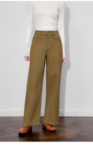 <span class=keywords><strong>Pantaloni</strong></span> lunghi in cotone a vita alta 2025 alla moda <span class=keywords><strong>pantaloni</strong></span> cachi Chic Casual Casual da <span class=keywords><strong>donna</strong></span> <span class=keywords><strong>pantaloni</strong></span> a gamba dritta - Product Image 4