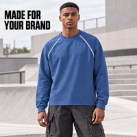T-shirt Homme Personnalisé 300 GSM Épais à Manches Longues Coupe Oversize Épaules Tombantes Col Rond Raglan Décontracté Vierge Vente en Gros OEM Faible MOQ