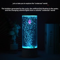 Grande lampe LED cylindrique en plastique, colorée, en forme de bulle de poisson, avec prise USB, veilleuse pour l'ambiance de la chambre