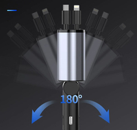 Cable Cargador de Coche Retráctil 4 en 1 Tipo-C, Adaptador de Carga Rápida de 35W con Protección PD, OTP, OVP y OCP, Superventas