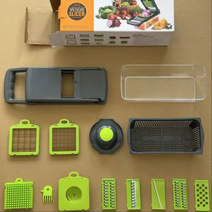 Venta al por mayor de fábrica: Accesorios de cocina, cortador manual de verduras multifuncional de plástico de 14 piezas, picador de cebolla tipo mandolina - Product Image 2