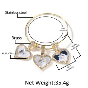 UWIN kişiselleştirilmiş CZ fotoğraf kalp Charm bilezik paslanmaz çelik bileklik özelleştirmek Heartleft resim takı - Product Image 5