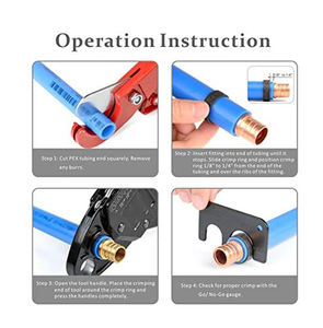 Herramienta de Prensado para Tuberías PEX con Cabezal Angular <span class=keywords><strong>IWISS</strong></span> para Juegos de Mordazas de Prensado de Cobre de 1/2\" y 3/4\" con Calibrador de Prensado Go/No-Go - Product Image 6