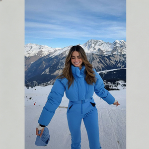 Ensemble de <span class=keywords><strong>combinaison</strong></span> de <span class=keywords><strong>ski</strong></span> pour <span class=keywords><strong>femme</strong></span>, coupe oversize, avec ceinture, jambes évasées, imperméable, coupe-vent, rembourré, logo personnalisé, OEM, vente en gros, usine - Product Image 3