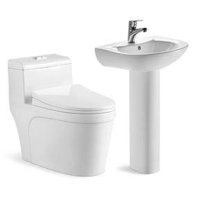 ตลาดอเมริกันมาตรฐาน Siphonic ห้องน้ำโคโมหนึ่งชิ้นห้องสุขาที่มีอ่างล้างมือ - Product Image 4