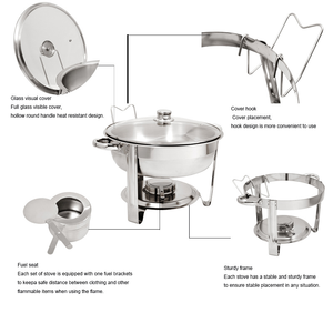 Lusso 5L argento Cheffing piatti divisi interno scaldare piatto Catering matrimonio Buffet Server vetro attrezzature per riscaldamento degli alimenti - Product Image 4