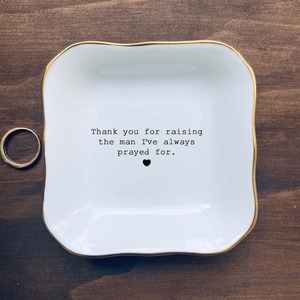 Regalo Moderno per la Festa della Mamma, Portaoggetti in Ceramica Quadrato Creativo con Bordo Dorato, Vassoio per Gioielli - Product Image 3