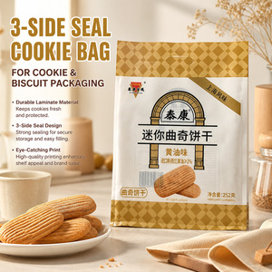 Butter Mini <strong>Cookies</strong> 3 Side Seal High Barrier Plastic Bags with Hang Hole Food Grade Moisture Proof Custom Printed Low MOQ - Product Image 1