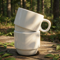 Lot de 4 mugs à café en céramique mignons avec support métallique et grande surface vierge pour sublimation par transfert thermique, vente en gros OEM/ODM, livraison rapide