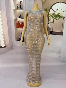 Блестящее платье с бантом и стразами, длиной до колен, с завышенной талией, женское, сексуальное, из прозрачной сетки, для дня рождения, торжественных мероприятий, вечерних выходов, выпускных вечеров, размеры XS/XL - Product Image 1