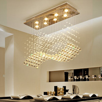 Lustre rectangulaire moderne et simple en cristal pour salle à manger, lampe suspendue LED pour salon, salle à manger, hall, hôtel, luminaires de plafond